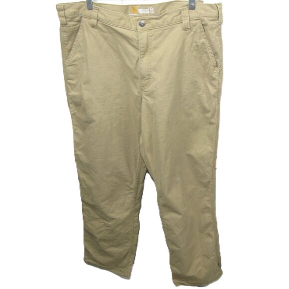 Carhartt Men's Khaki Cotton Work Pants Size 38x32 - Picture 1 of 4